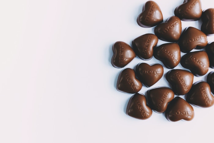 Chocolates em forma de coração