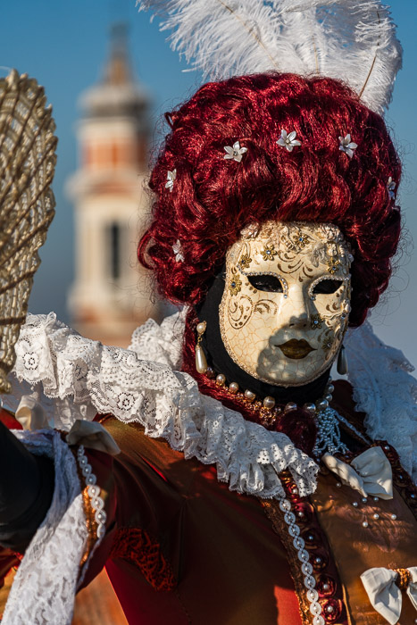 A masked model in Venice. 