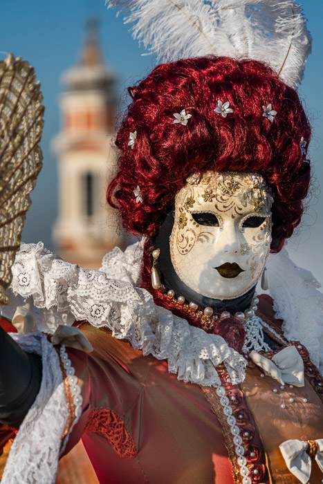 A masked model in Venice. 