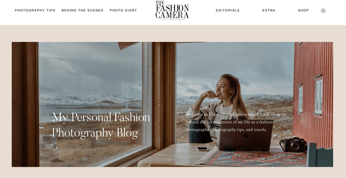 Screenshot of The Fashion Camera photography blog homepage