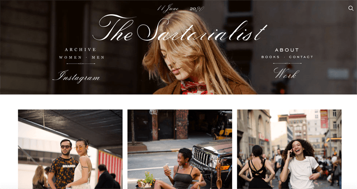 Schermafbeelding van de homepage van het fotografieblog Sartorialist