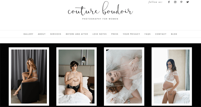 Captura de tela do blog de fotografia Couture Boudoir