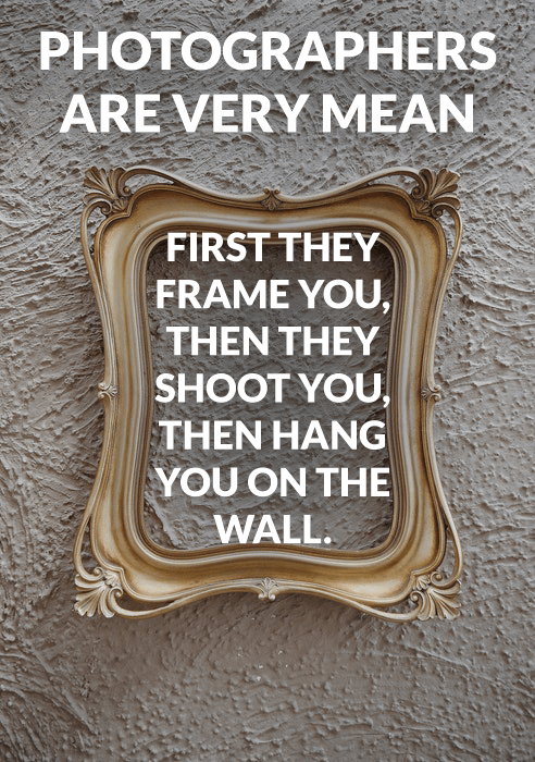 Photography joke over a photo of a gold frame on a wall