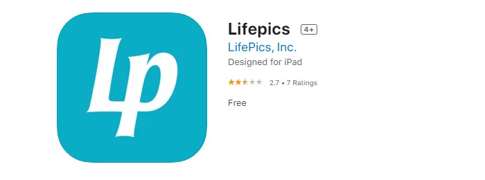 uma captura de tela do aplicativo de impressão de fotos lifepics da iOS App Store