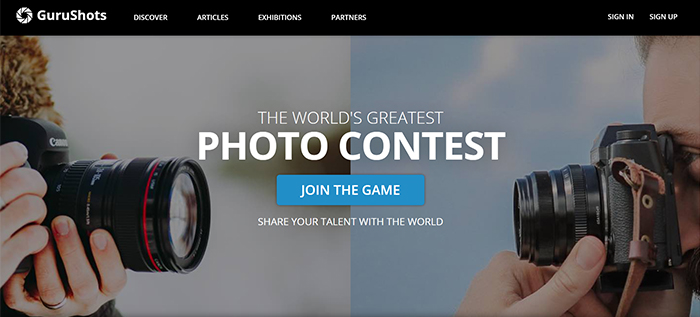 O site dos concursos de fotografia GuruShots