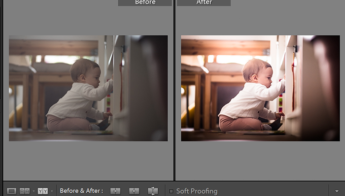 Antes e depois da imagem do software de edição de fotos 