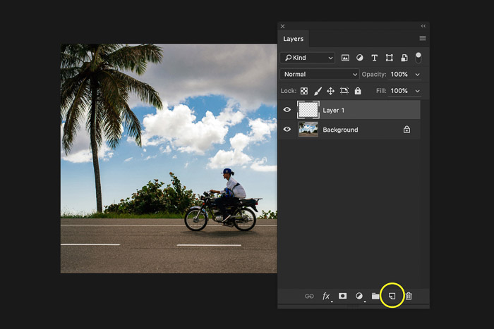 Camadas de imagem na interface do Adobe Photoshop 